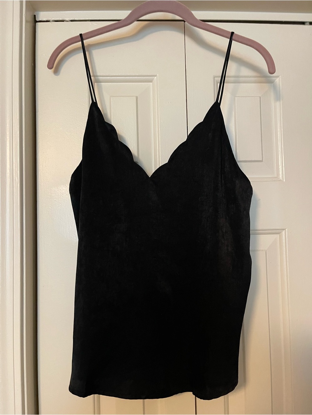 Black Scallop Satin Top